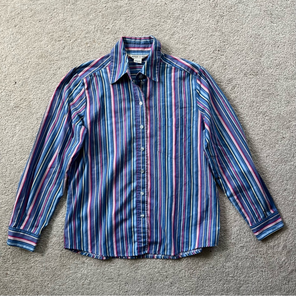 Vintage Allison Daley Colourful Pin-Striped Dress Shirt